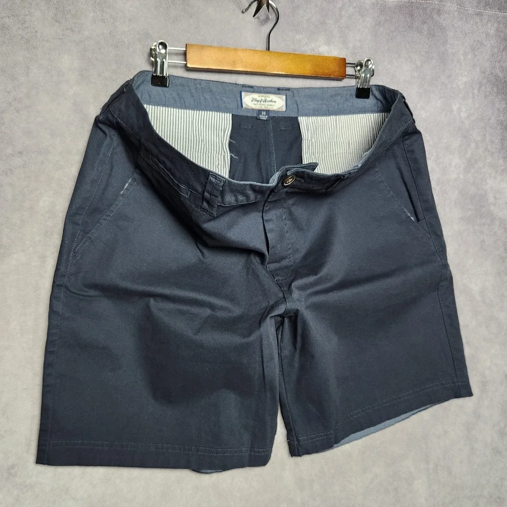 Flag & Anthem Mens Navy Blue Chino Shorts Size 34 CORESH409 Stretch‎ Flat Front